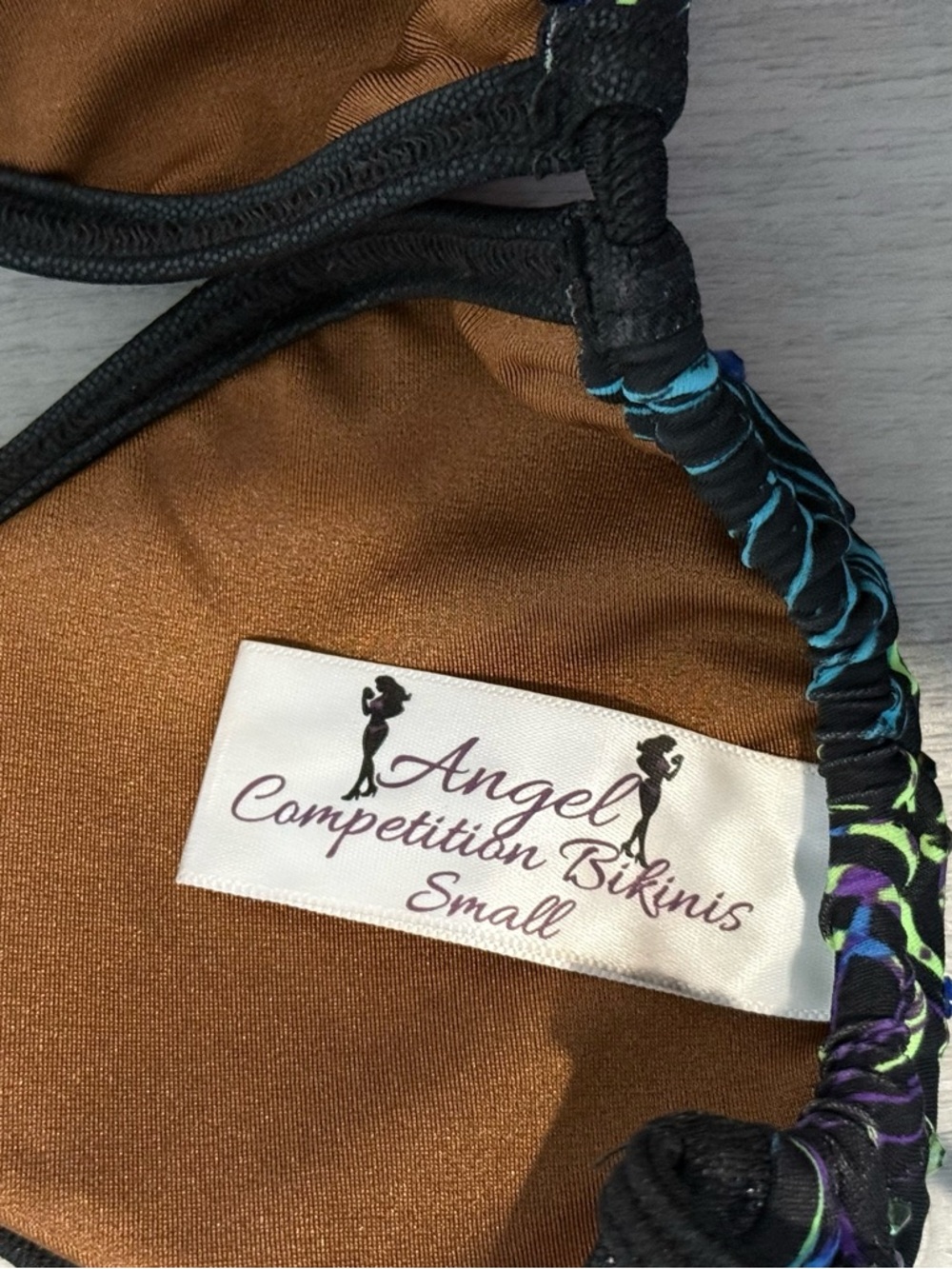 Angel competition bikinis posing suit Bikini in Navy & Green Palm print - Picture 6 of 10